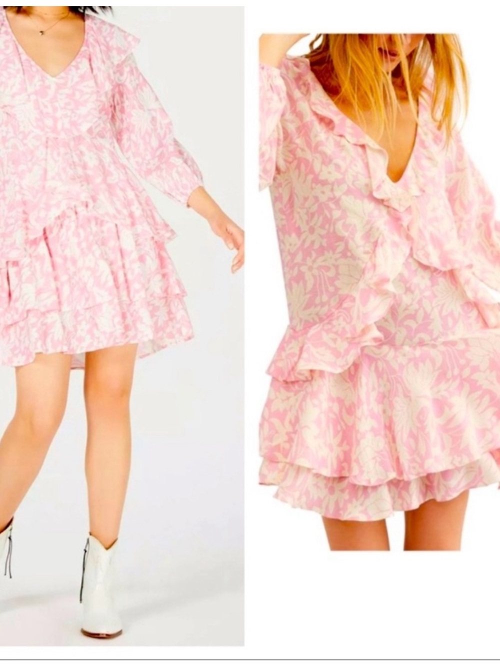 Free people rebecca pink floral Dress